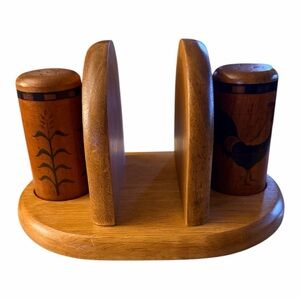 Vintage Kamenstein wooden napkin holder and salt & pepper shaker set